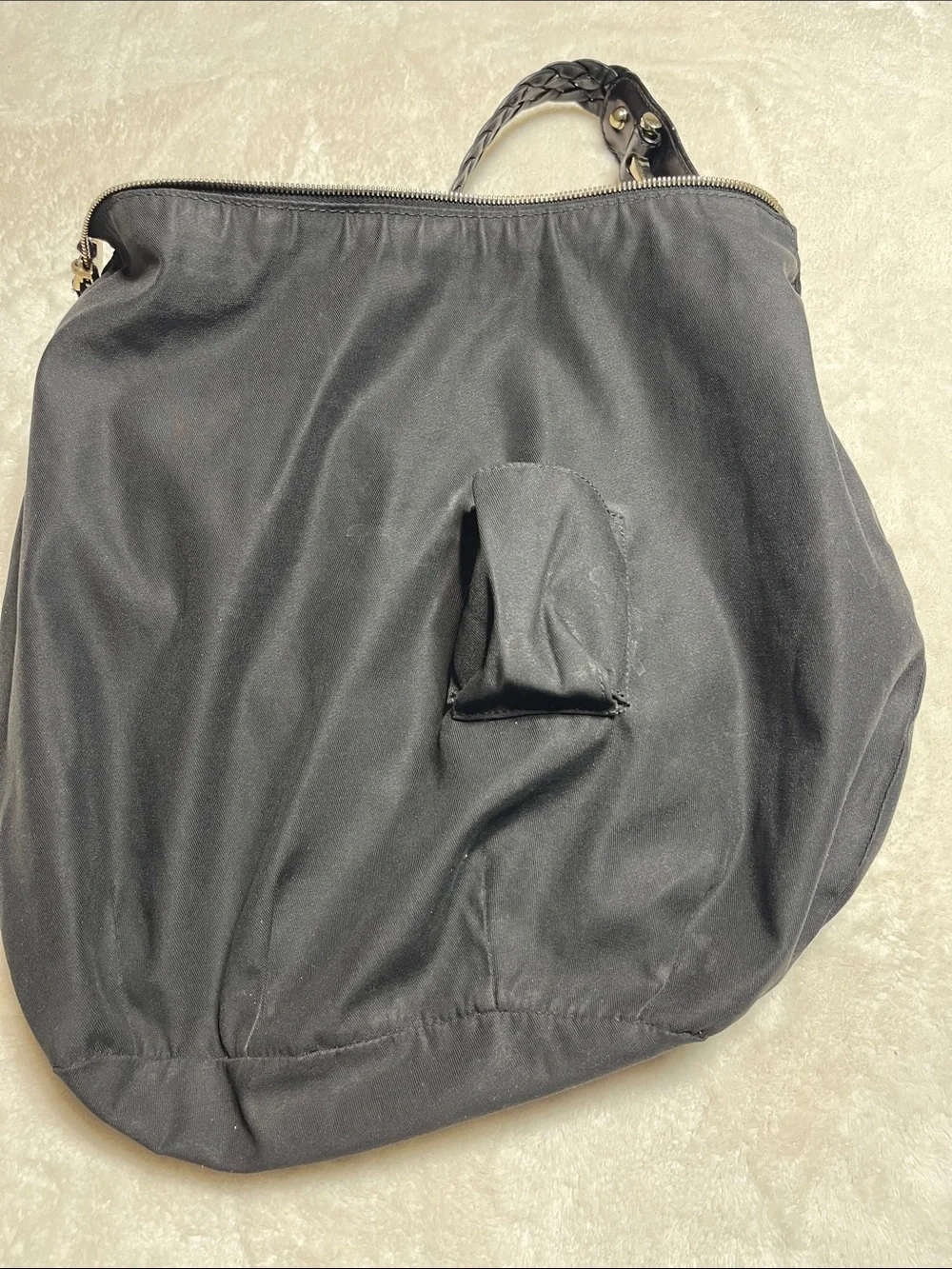 Gucci Authentic Pelham Large Black GG Canvas Hobo Shoulder Braided Handle Bag